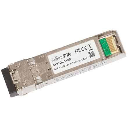 MikroTik | S+31DLC10D | SFP+ | Single-Mode Fiber | Dual LC | 10/100/1000/10000 Mbit/s | Wavelength 1310 nm | Maximum transfer distance 10000 m | -40 to +70C