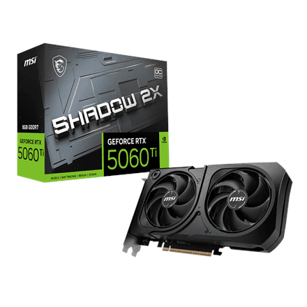MSI GeForce RTX 5060 Ti 8G SHADOW 2X OC PLUS Bulk Pack | NVIDIA | 8 GB | GeForce RTX 5060 Ti | GDDR7 | HDMI ports quantity 1 | PCI Express Gen 5 x16 (uses x8)