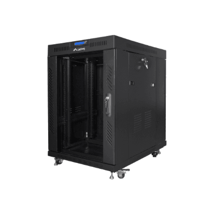 Lanberg | Rack cabinet 19" free-standing 15U/600x800 (flat pack) with glass door, LCD | FF01-6815-12BL | Black