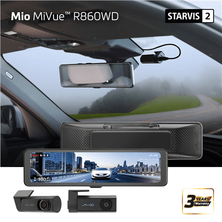 Mio MiVue R860WD, Dash Cam | GPS | Wi-Fi | Front and rear cams synchronized for recording with an unobstructed view; 11.26" IPS anti-glare touchscreen; Upgrade to the STARVIS 2 technology for clear details; Integrated...