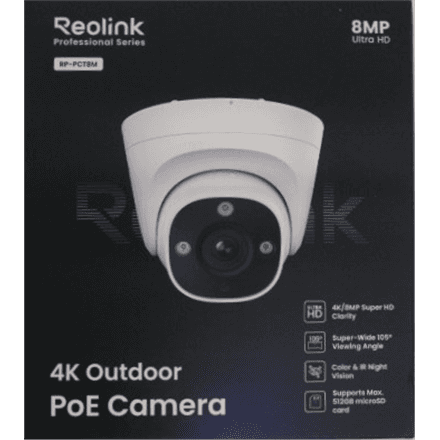SALE OUT. Reolink PCRPD4K01 Smart 4K 125° View PoE Dome Camera | Reolink 4K Smart PoE Camera with Color Night Vision | RP-PCT8M | 24 month(s) | Dome | 8 MP | 2.8mm/F1.6 | IP67 | H.265/H.264 | MicroSD card slot, max. 5...