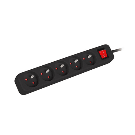 Lanberg Cable Power Strip, 5X French Outlets with Switch, Quality-Grade Copper, 1.5 m | PS1-05E-0150-BK