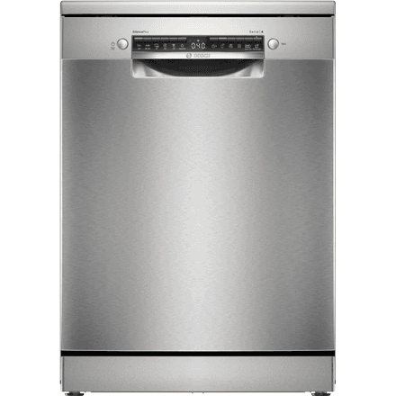 Bosch Dishwasher | SMS4EMI06E | Free standing | Width 60 cm | Number of place settings 14 | Number of programs 6 | Energy efficiency class B | Display | AquaStop function | Silver inox