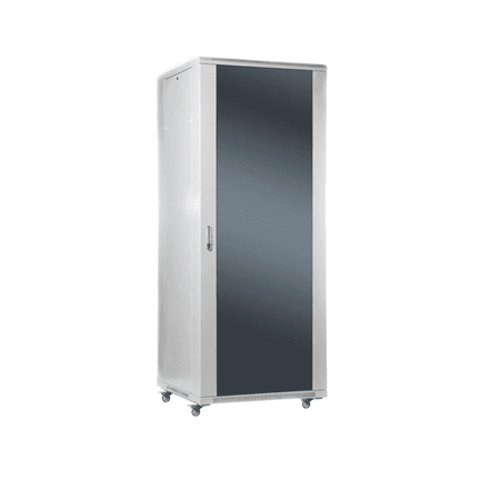 SOMI Networks | 32U, 19″ Freestanding Cabinet | 32U-60/60NAC | Max Load 800kg; Removable and Lockable Side Panels; Glass Doors; Unassembled | Depth: 60 cm | Gray