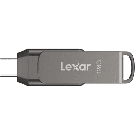 Lexar USB Flash Drive | JumpDrive Dual Drive D400 | 128 GB | USB Type-C/Type-A | Gray