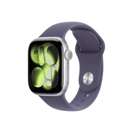 Apple Watch Series 11 GPS 42mm Silver Aluminium Case with Purple Fog Sport Band - S/M | Apple