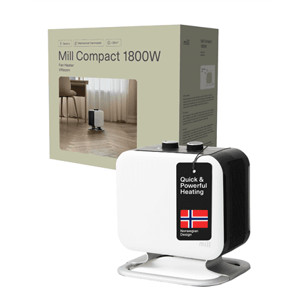 Mill | Heater | CUS1800MECWA | Fan heater | 1800 W | Number of power levels 2 | Suitable for rooms up to 10-30 m² | White