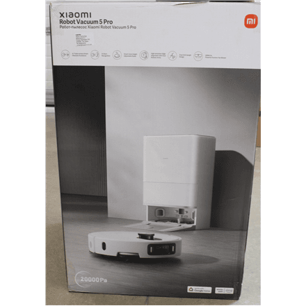 SALE OUT. Xiaomi Robot Vacuum 5 Pro EU | Wet&Dry | 5200 mAh | 20000 Pa | White | UNPACKED, MISSING INNER PACKAGING | 24 month(s)