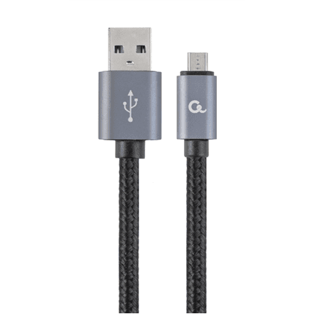 Cablexpert Cotton Braided Micro-USB Cable with Metal Connectors, 1.8 m, Black, Blister | Cablexpert