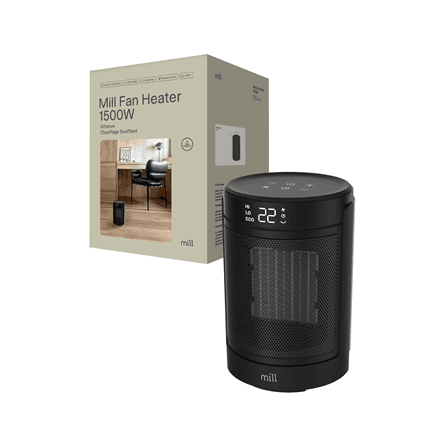 Mill FH1500BLACK | Ceramic fan heater | 1500 W | Suitable for rooms up to 22 m² | Black