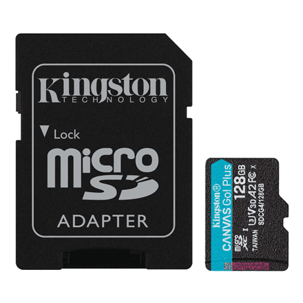 Kingston | Canvas Go! Plus | 128 GB | microSD | Flash memory class Class 10, UHS-I, U3, V30, A2