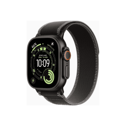 Apple Watch Ultra 3 GPS + Cellular 49mm Black Titanium Case with Black/Charcoal Trail Loop - S/M | Apple