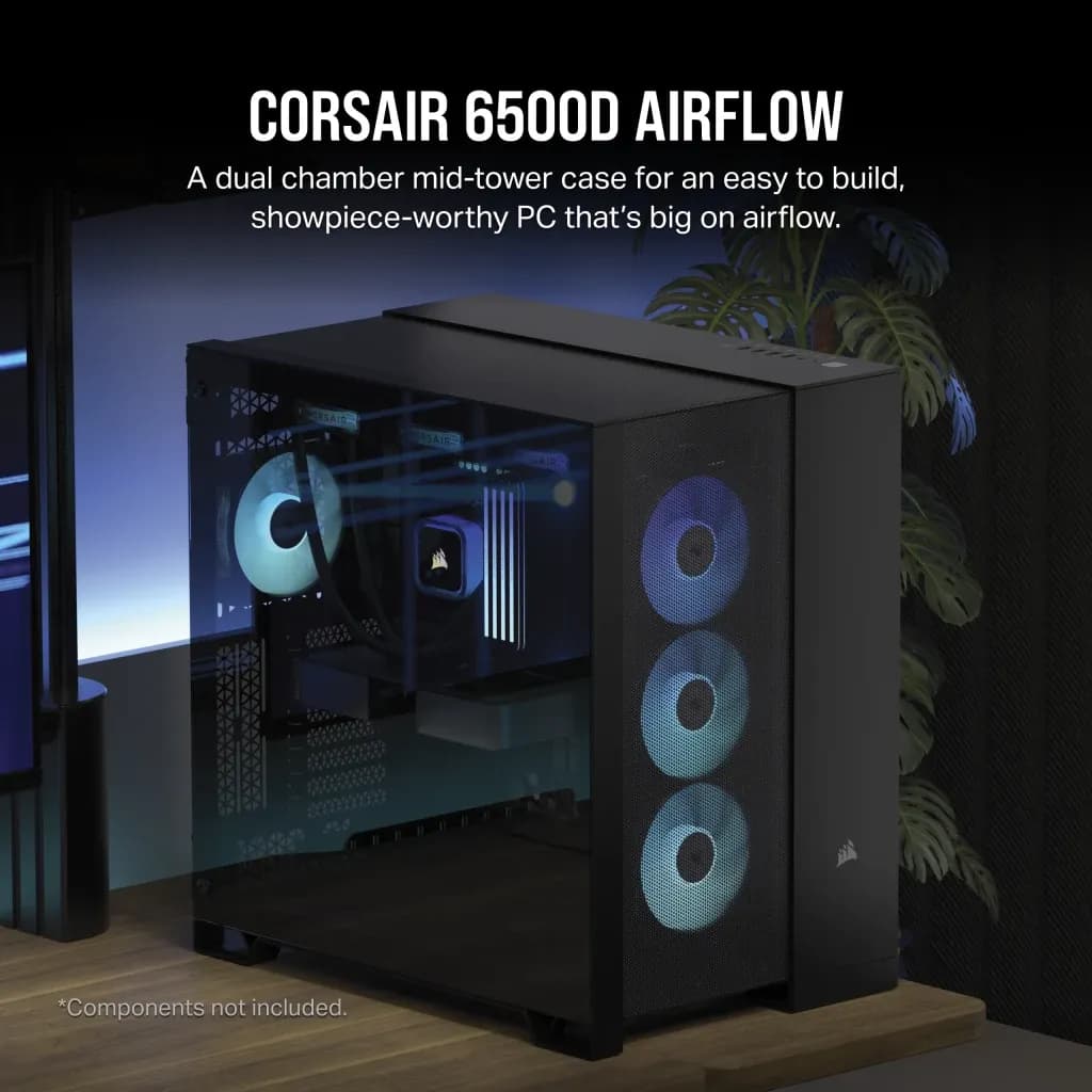 Corsair Dual Chamber PC Case | 6500D AIRFLOW | Black | Mid-Tower | ATX