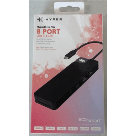 SALE OUT. Hyper HyperDrive Flex 8 Port USB-C Hub, Black | Hyper HyperDrive Flex 8 Port USB-C Hub, Black | HD4102BKGL | HDMI ports quantity 1 | Warranty 23 month(s) | DAMAGED PACKAGING