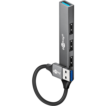 Goobay Slim 4-Port USB Hub, USB-A to USB-A, 5 Gbit/s | 74456