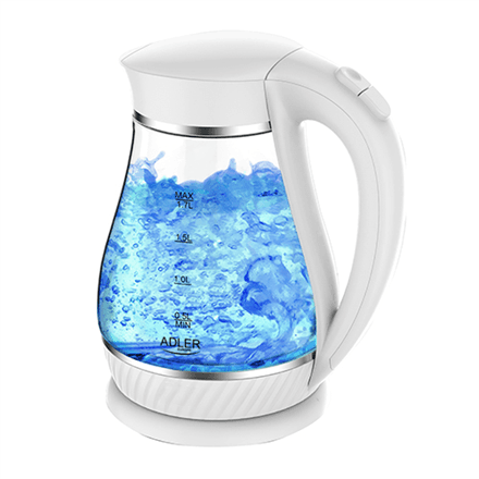 Adler | Kettle | AD 1274 | Electric | 2200 W | 1.7 L | Polypropylene/Glass | 360° rotational base | White