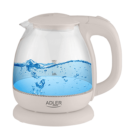 Adler | Kettle | AD 1283C | Electric | 900 W | 1 L | Glass | 360° rotational base | Cream