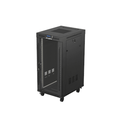 Lanberg Rack cabinet 19" free-standing 24U/600x800 (flat pack) with glass door LCD V2 | FF01-6824-12BL | Black