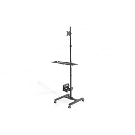 Mobile workstation with individual height adjustment | DA-90374 | Monitor Mount, PC Holder | 17-32 " | Black