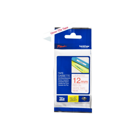 Brother | TZe-232 Laminated Tape | Red on White | TZe | 8 m | 1.2 cm – nuotrauka 1
