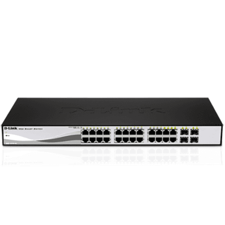 D-LINK DGS-1210-20, Gigabit Smart Switch with 16 10/100/1000Base-T ports and 4 Gigabit MiniGBIC (SFP) ports, 802.3x Flow Control, 802.3ad Link Aggregation, 802.1Q VLAN, 802.1p Priority Queues, Port mirroring,, Jumbo F... – nuotrauka 1