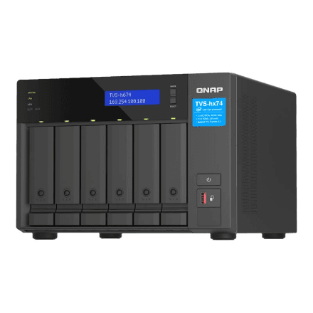 QNAP ZFS-based storage TVS-h674-i5-32G with PCIe Gen 4 expandability for 10/25GbE connectivity, M.2 NVMe SSD caching and multi-threads processors – nuotrauka 1