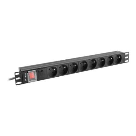 Lanberg Power Distribution Unit (PDU) 19" 1U 16A 2m 8x French Outlets | PDU-08E-0200-BK – nuotrauka 1
