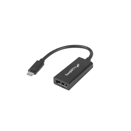 Lanberg USB-C (M) 3.1 to Displayport (F) Adapter cable 15cm, Black | AD-UC-DP-01 – image 1