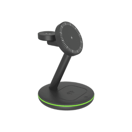Raidsonic 3 in 1 wireless charging stand, magnetic, for mobile phone, earpods and smartwatch, Plastic | Icy Box IB-SH102-CH – nuotrauka 1