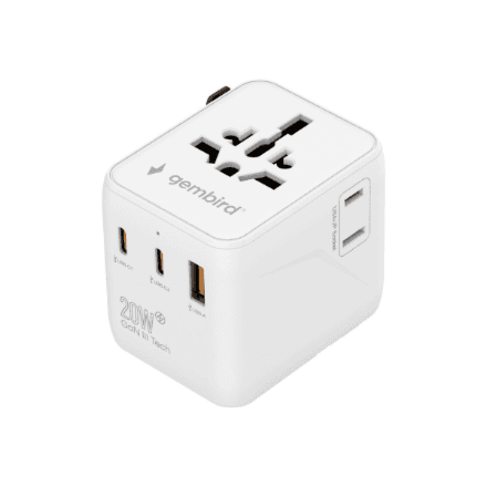 Gembird Universal travel power adapter | TPA-1A2C20-01-W | 20 W | Travel Adapter – nuotrauka 1