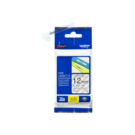Brother | TZe-131 Laminated Tape | Black on Clear | TZe | 8 m | 1.2 cm – nuotrauka 1