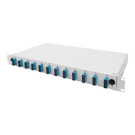 Fiber Optic Splice Box Front Panel, quick lock, 12x SC DX, 1U | DN-96200-QL | Grey – image 1