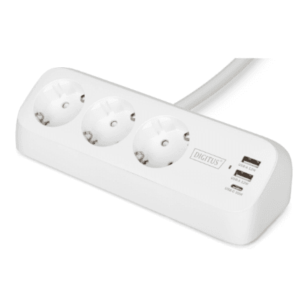 Digitus 3-way office socket strip with 2x USB-A and 1x USB-C connections | DA-70626 – image 1