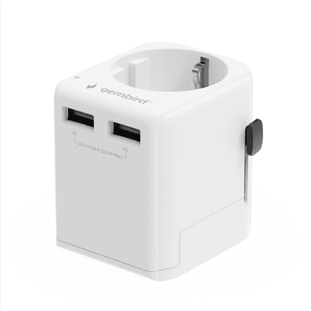 Gembird EU to Universal travel power adapter, 12W | TPA-EU2A12-01-W | 5 V – nuotrauka 1