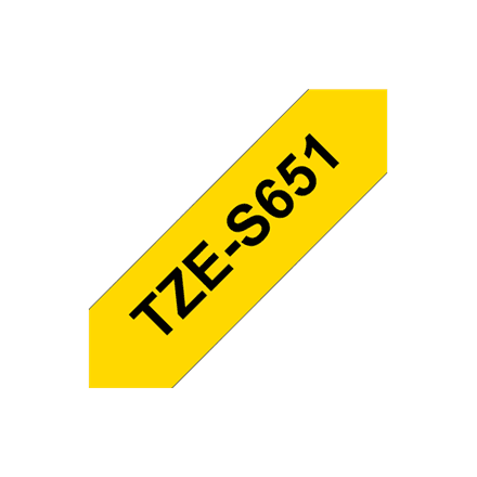 Brother | TZe-S651 Strong Adhesive Laminated Tape | Black on Yellow | TZe | 8 m | 2.4 cm – nuotrauka 1