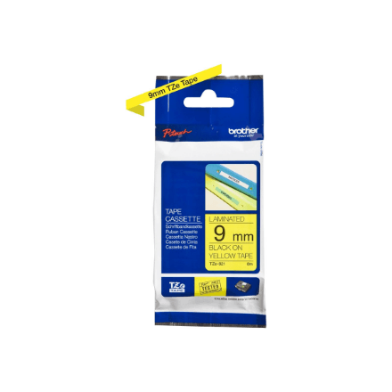 Brother | TZe-621 Laminated Tape | Black on Yellow | TZe | 8 m | 9 cm – nuotrauka 1
