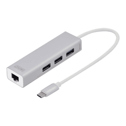 Digitus | USB Type-C 3-Port Hub + Gigabit Ethernet – nuotrauka 1