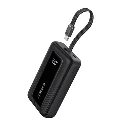 Anker | Power Bank with Built-In USB-C Cable | A1689H11 | 20000 mAh | 30W Output | Black – image 1