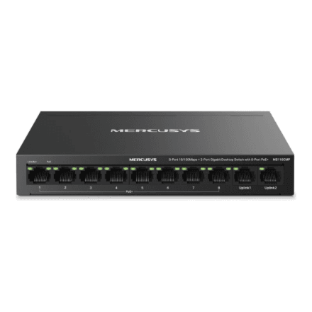 Mercusys MS110CMP 8-Port 10/100 Mbps + 2-Port Gigabit Desktop Switch with 8-Port PoE+ | Mercusys – image 1