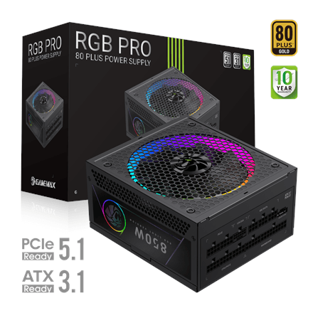Gamemax PSU | RGB PRO 850G | 850 W | Gold | Full Modular – nuotrauka 1