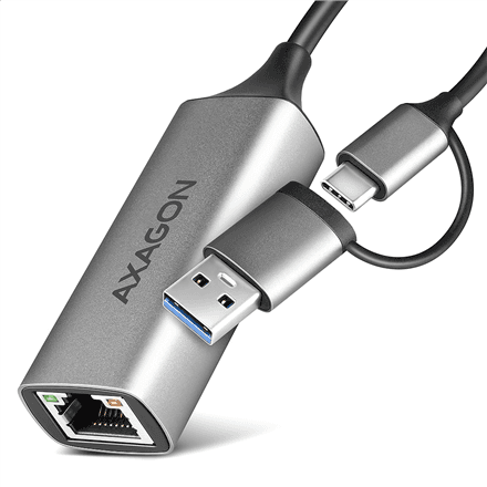 AXAGON ADE-TXCA Compact aluminum USB 3.2 Gen 1 Gigabit Ethernet 10/100/1000Mbit adapter with automatic installation, Nintendo Switch support and USB C-A reduction – nuotrauka 1