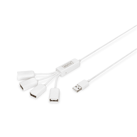 Digitus USB 2.0 Cable Hub, 4-Port 4x USB A/F, 1x USB A male, DC2.5mm (PSU not incl.) – nuotrauka 1