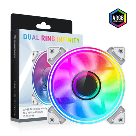 Gamemax Case Fan | DUAL RING INFINITY WH | White – nuotrauka 1