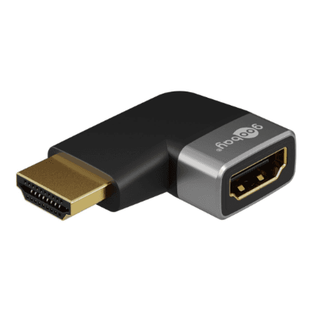 Goobay 72010 HDMI Angled Adapter 90° Horizontal, 8K at 60 Hz, Gold-Plated, Black/Silver – nuotrauka 1