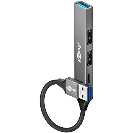 Goobay Slim 4-Port USB Hub, USB-A to USB-C/USB-A, 5 Gbit/s | 74458 – image 1