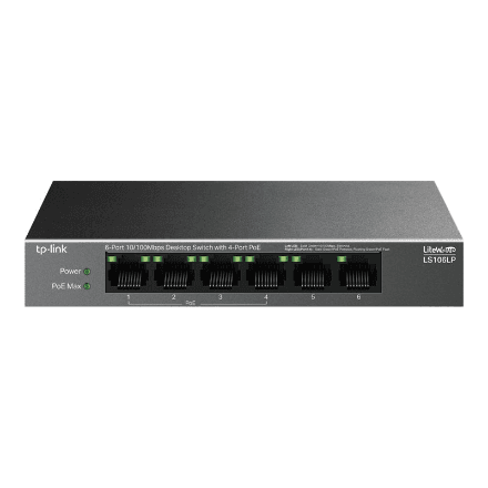 TP-LINK 6-Port 10/100 Mbps Desktop Switch with 4-Port PoE – nuotrauka 1