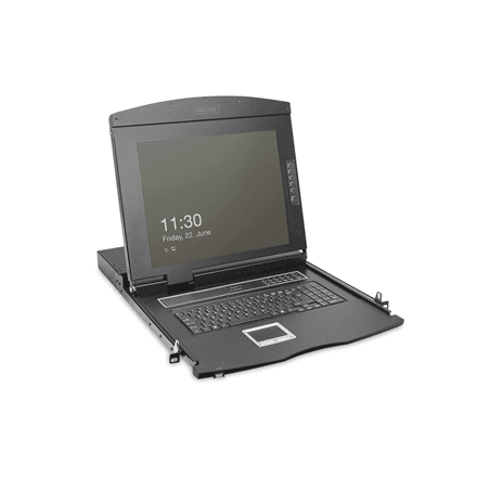 Digitus Modular HD LCD KVM console with 19" TFT, 8-port Cat. 5 KVM connection, touchpad, US keyboard layout – nuotrauka 1