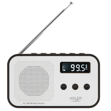 Adler | Digital radio PLL AM/FM | AD 1907 | Alarm function | White/Black – image 1