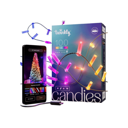 Twinkly Candies 100 Candle-shaped RGB LEDs, Clear Wire, USB-C – nuotrauka 1