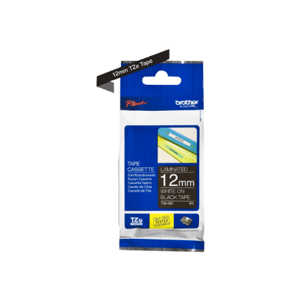 Brother | TZe-335 Laminated Tape | White on Black | TZe | 8 m | 1.2 cm – nuotrauka 1